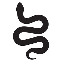 snake icon, snake vector silhouette, curved snake animal design illustration, black reptile graphic symbol, dangerous wild snake outline logo