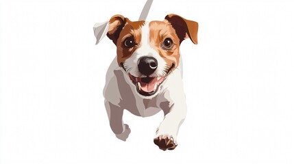 Playful Jack Russell Terrier Dog in Wide Angle Centered Shot