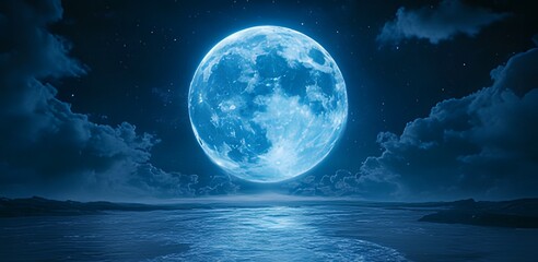 Fototapeta premium Mystical atmosphere at night when the moon shines over the sea