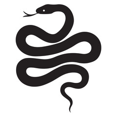 snake icon, snake vector silhouette, curved snake animal design illustration, black reptile graphic symbol, dangerous wild snake outline logo
