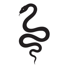 snake icon, snake vector silhouette, curved snake animal design illustration, black reptile graphic symbol, dangerous wild snake outline logo