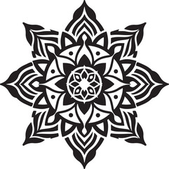 Mandala silhouette vector on a white background, mandala design for coloring book, vector mandala design