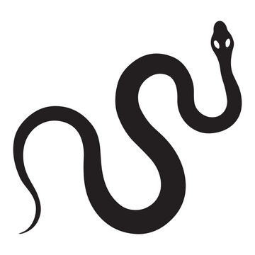 snake icon, snake vector silhouette, curved snake animal design illustration, black reptile graphic symbol, dangerous wild snake outline logo