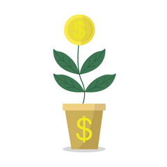 Money plant icon on white background. Investment, business development, monetization concept.
