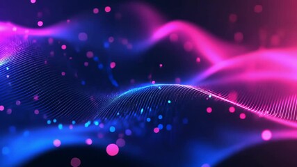 Futuristic pink and blue dynamic waves with neon flowing particles - abstract technology background - Powered by Adobe