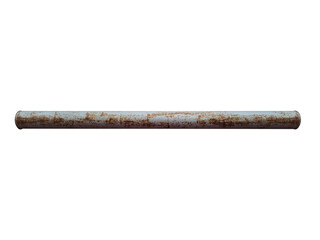 Old gray rusty pipe is isolated.
