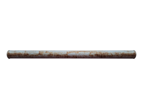 Old gray rusty pipe is isolated.