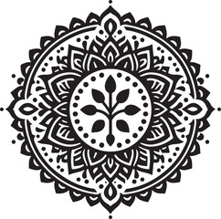 Mandala silhouette vector on a white background, mandala design for coloring book, vector mandala design