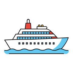 Cruise Ship at Sea Vector Illustration