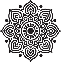 Mandala silhouette vector on a white background, mandala design for coloring book, vector mandala design