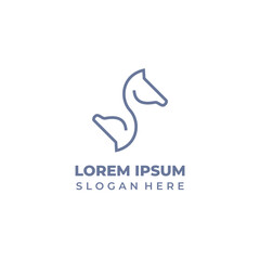 Vector horse logo, elegant lineart style horse symbol