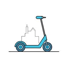 Electric Scooter on a City Street Vector Illustration