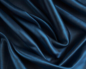 Abstract background of a semitransparent silk fabric of blue color