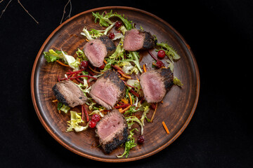 Grilled beef Striploin steak sliced