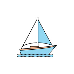 Sailboat on a Calm Sea Vector Illustration