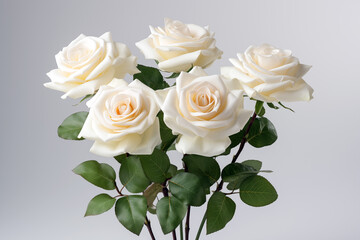 Fototapeta premium White Roses on a Clean Minimalist Background