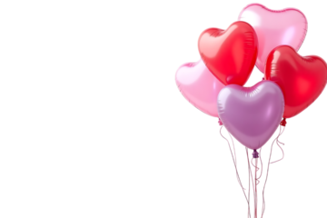 A bunch of balloons with hearts on them