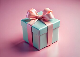 Obraz premium Elegant Pink Pastel Gift Box with Ribbon - High-Resolution Stock Photo for Fashion, Wedding & Celebrations
