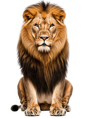 Isolated Lion Seated Front View