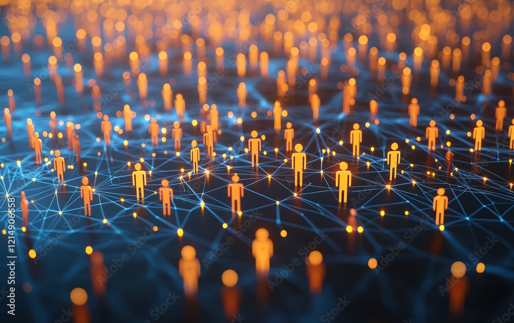 Poster 3d rendering of digital graphic user icons connected by lines on a dotted world map globe, represent