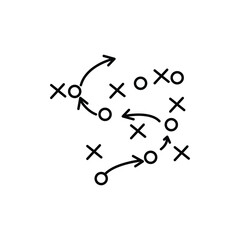 soccer tactics icon, game success strategy in football, scheme play, vector illustration