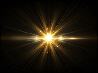 Fototapeta premium Light Flare on Black Background Radiant Starburst Effect for Graphic Design 