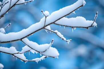 Obraz premium A branch covered in snow and ice