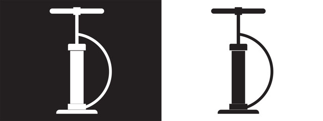 Bicycle pump set icon design. isolated on white and black background. vector illustration. eps10