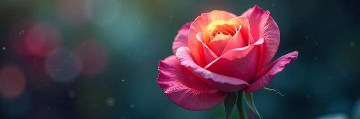 A beautiful pink rose with delicate petals and a soft, dreamy background.