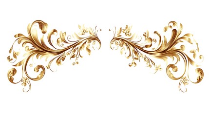 Golden Floral Swirls Elegant Design Element