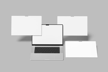 laptop screen website blank mockup 3D