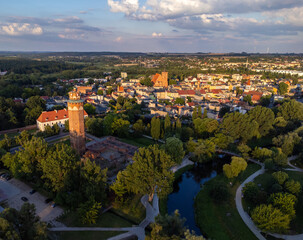 Brodnica - Panorama miasta, Stary Ratusz, Kościół Farny, Wieża Bociania, Ruiny Zamku Krzyżackiego © ukasz