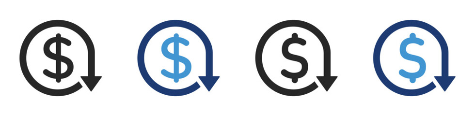 Dollar cost down icon. Cost reduction vector icon illustration