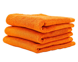 Stack of orange towels isolated on transparent background