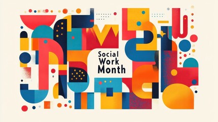 Fototapeta premium Vibrant Social Work Month Poster Template