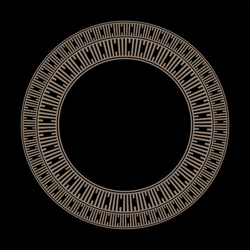 recommend clip art: Abstract gold Round frame. Elegant gold round frame on black background. Circle gold frame. For invitations and greeting cards, embroidery, sandblasting, porcelain. Gold round frame
