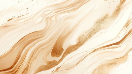 Abstract beige and golden fluid marble art texture background with glitter