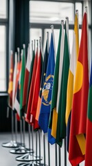 Fototapeta premium International Flags Display: A symbol of global unity and cooperation