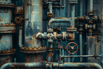 Industrial maze of pipes and valves