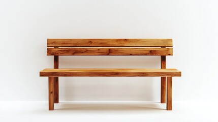A simple wooden bench from a park, beautifully crafted and displayed on a clean white backdrop for an artistic presentation.
