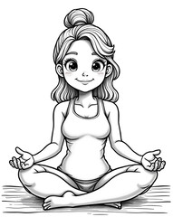  Cute Anime Girl in Peaceful Meditation Pose