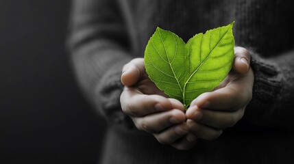 Close-up of hands gently holding a vibrant green sprout, symbolizing growth, nature, and care.