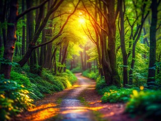 Fototapeta premium Enchanting Miniature Pathway Through a Mysterious Dark Forest