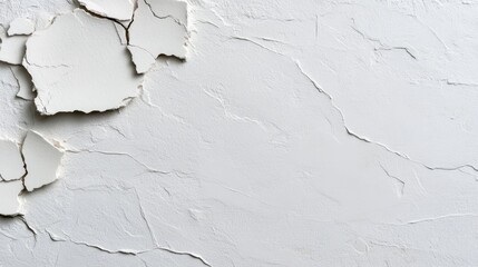 Obraz premium Cracked and peeling white wall texture with rough surface details