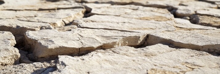 Close-up view of cracked dry earth surface illustrating drought and climate change