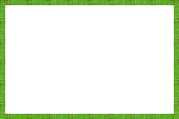 Square frame lined with green ceramic tiles is isolated.	