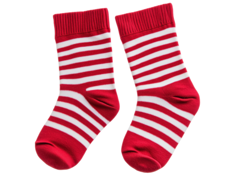 Isolated Pair of Red Striped Socks - Powered by Adobe
