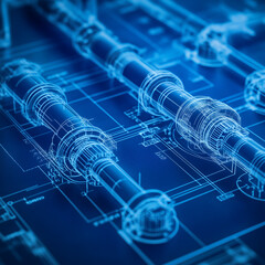 piping system on blueprint