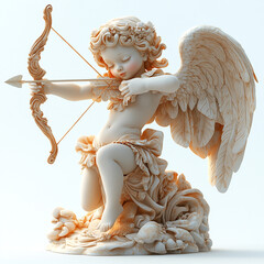 Adorable Cupid Statue with Wings and Bow