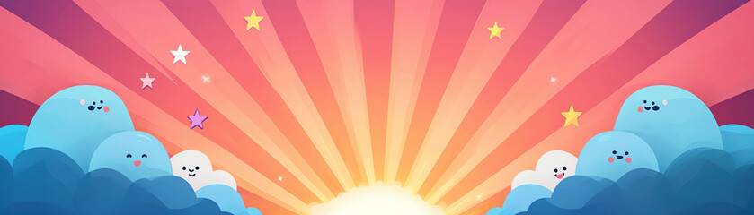 Obraz premium Bright and cheerful abstract background with clouds and stars